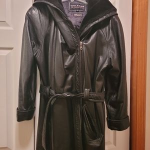 Belted Hooded ILeather Jacket